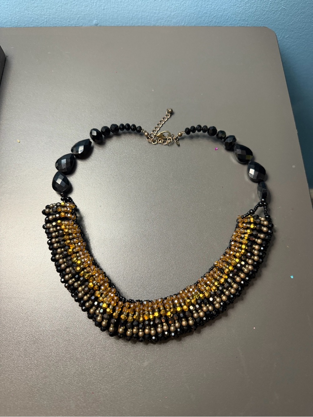 & Other Stories Black and Gold Multi-Strand Beaded Necklace